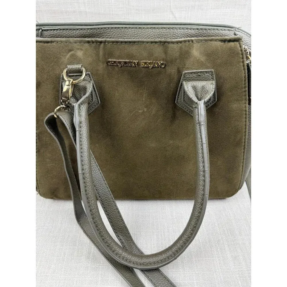Christian Siriano Olive Green‎ Suede and Leather Handbag